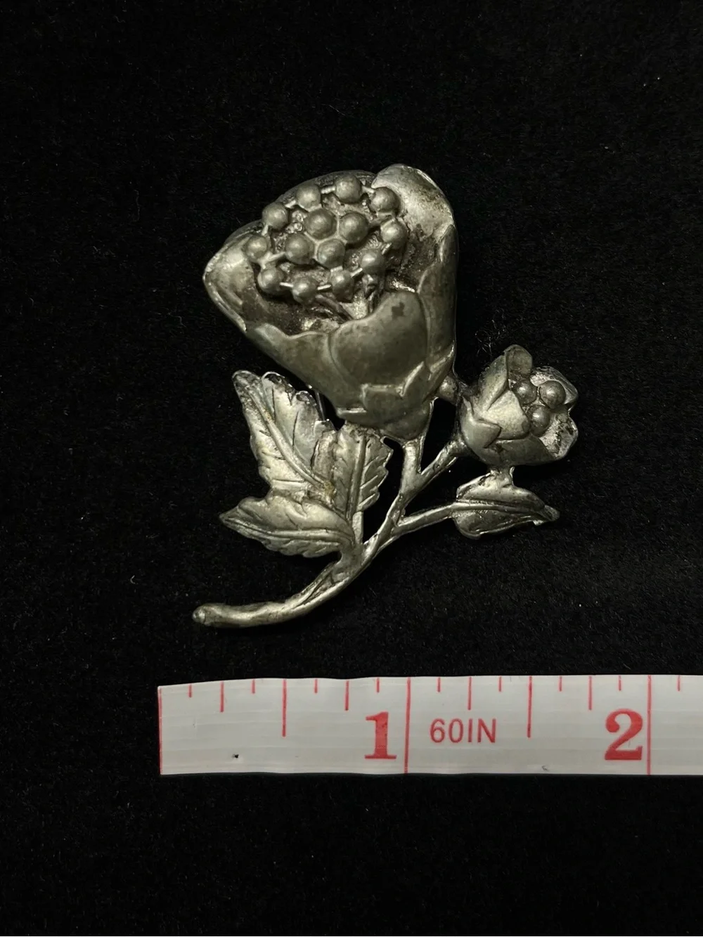Vintage Silver Tone Floral Flower Brooch Pin
